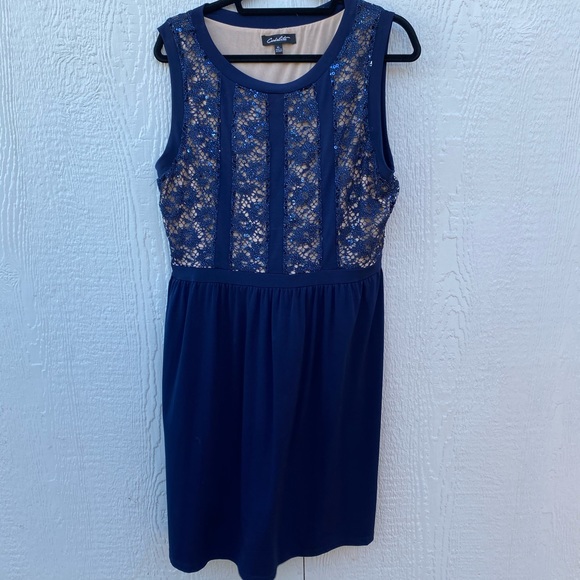 candalite | Dresses | Bluenavy And Cream Beaded Dress | Poshmark